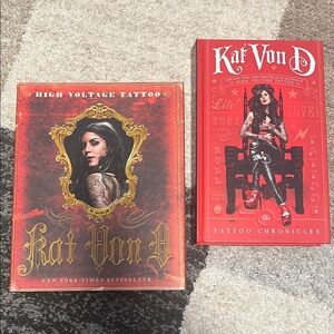 Kat Von D High Voltage Tattoo (2009) and The Tattoo Chronicles (2010) books EUC!